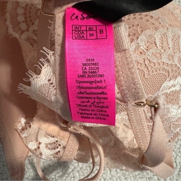 La Senza pale pink Lace Underwire lightly Padded So Free Bra Size 36B - Picture 5 of 7